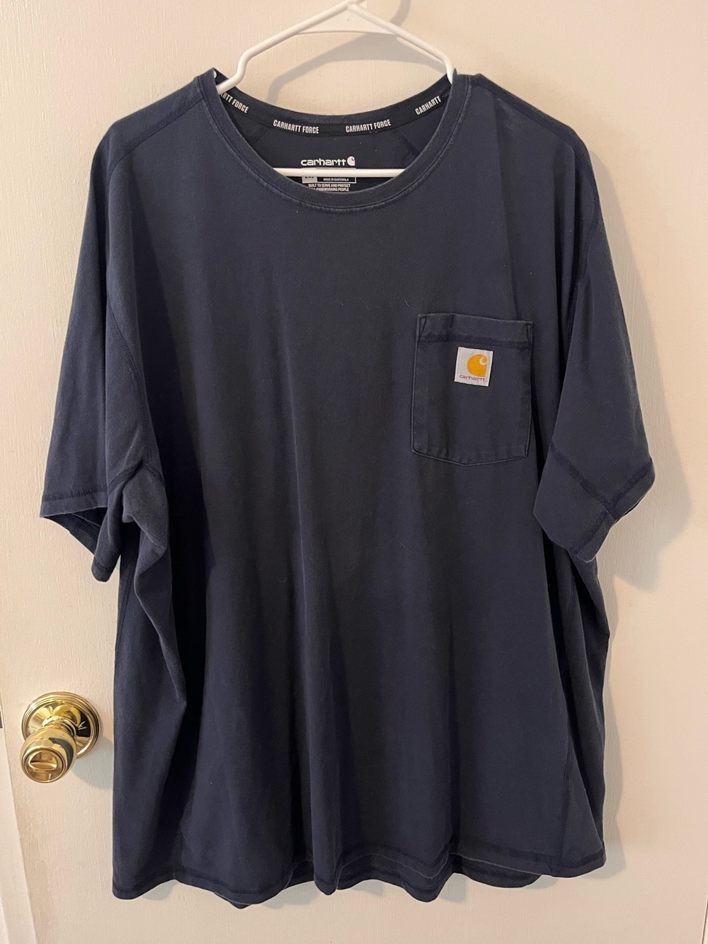 Carhartt Force Relaxed Fit Navy Blue Front Pocket Short Sleeve T-Shirt Tee 2XL